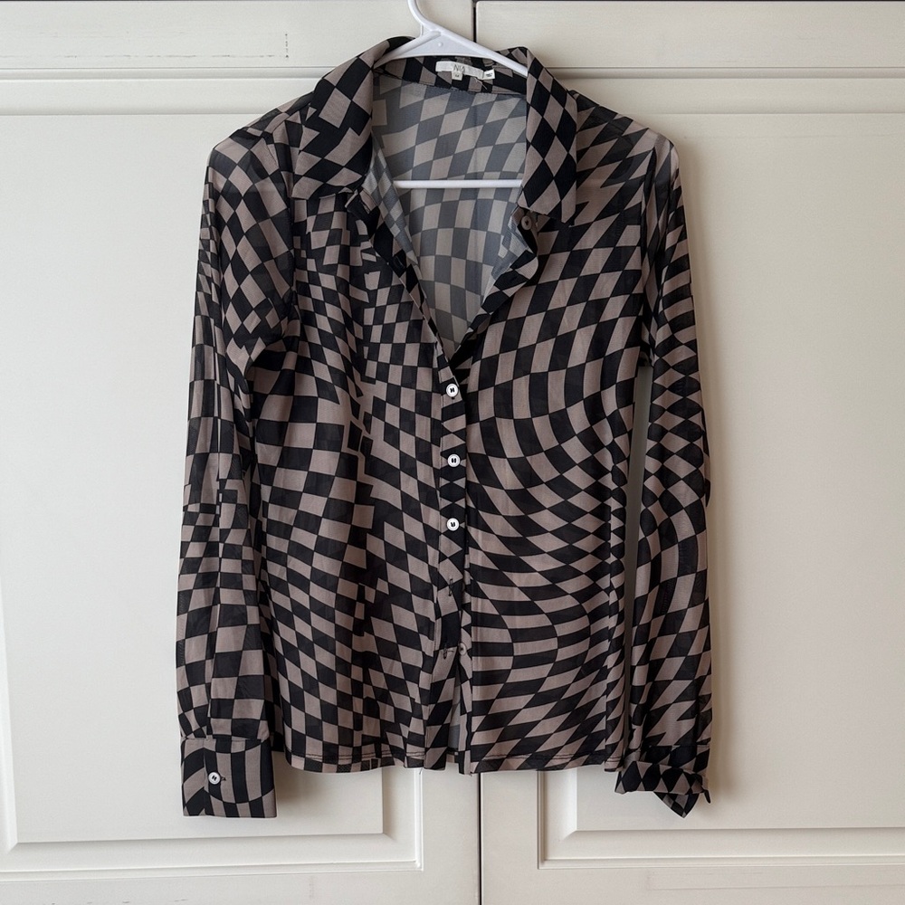 NIA Trippy Check Sienna Top in size M